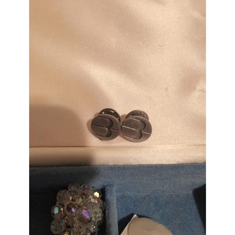 Vintage Silver Tone Cufflinks with Abstract Design
